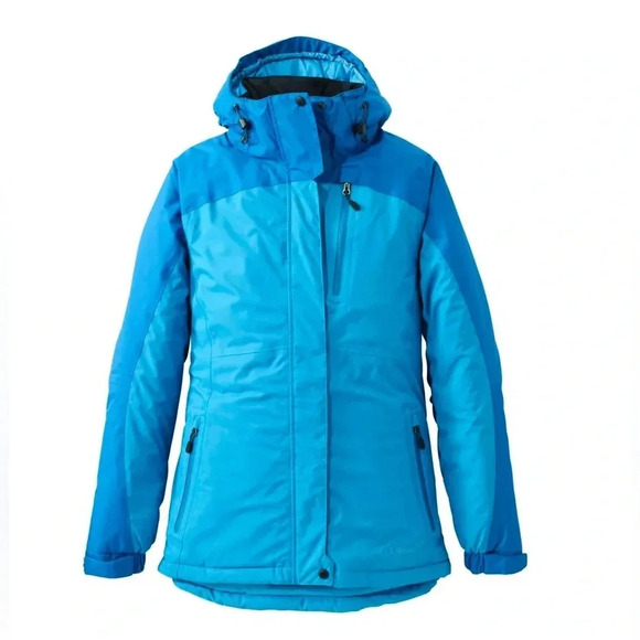 LL Bean Womens Rugged Ridge Parka Coat Jacket Waterproof Primaloft XL Blue - Picture 1 of 16